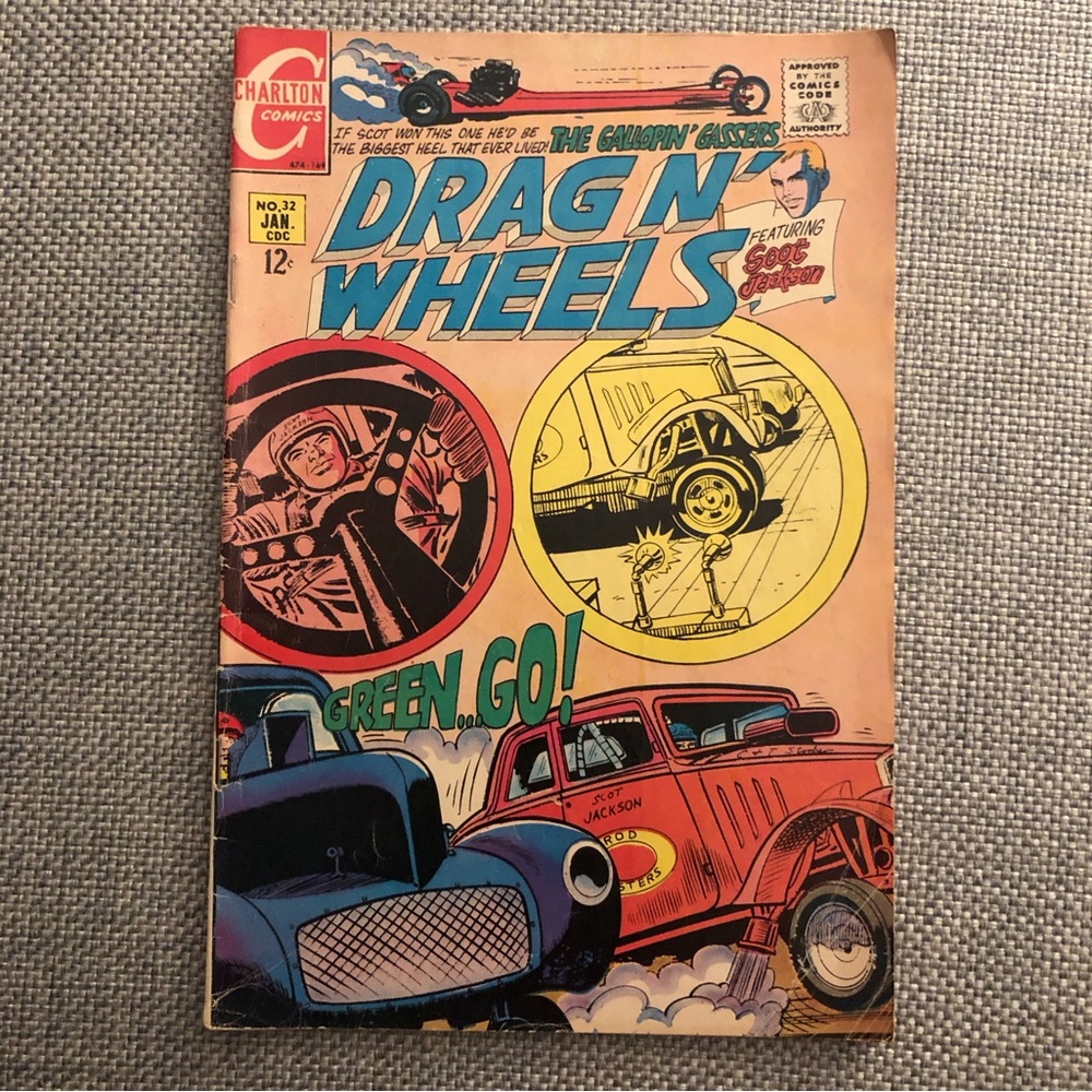 RARE VINTAGE CHARLTON COMICS DRAG ‘N WHEELS NO. 32 JAN 1969